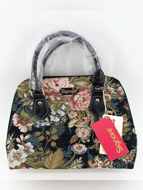 Signare Peony Woven Tapestry Floral Top Handle Convertible Satchel Bag New NWT
